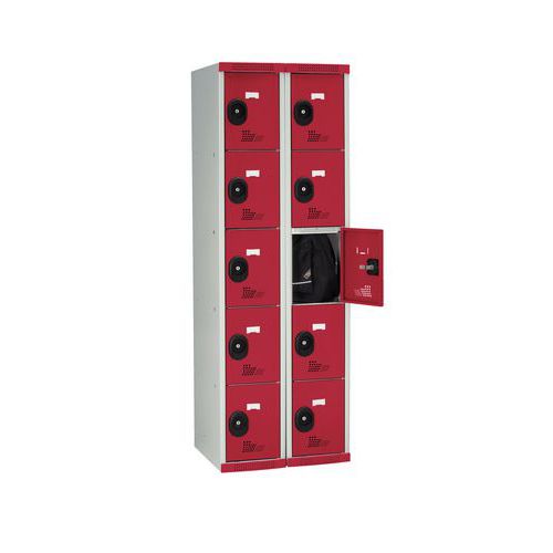 Garderobekast 10 vakken Seamline Optimum® - 2 kolommen breedte 300 mm - op sokkel - Acial