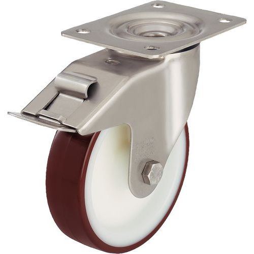 Roulette pivotante à platine et frein - Charge 150 à 400 kg