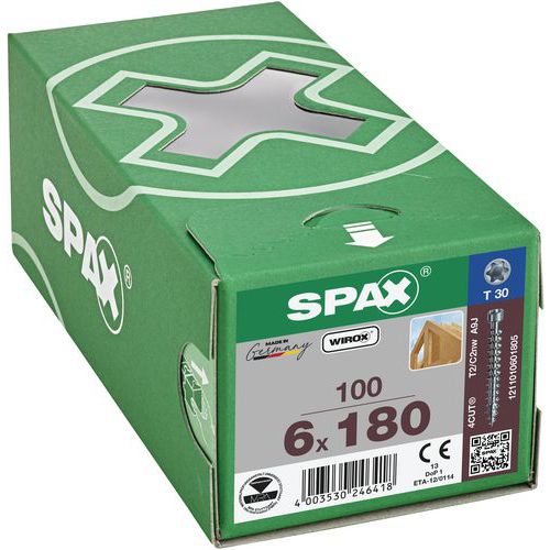 Doos met 100 houtschroeven met cilinderkop TX Ø 6 mm - Spax Doos met 100 houtschroeven met cilinderkop TX Ø 6 mm - Spax