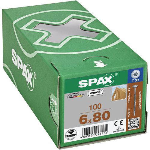 Doos met 100 houtschroeven met discuskop TX Ø 6 mm - Spax