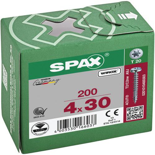 Boite de 200 vis universelles à tête ronde TX Ø 4 à 5 mm - Spax