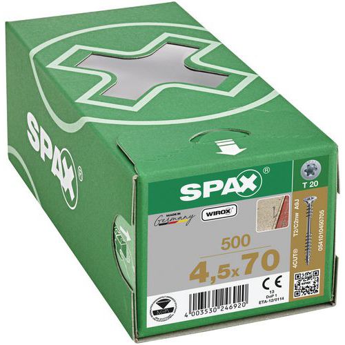 Boite de 500 vis de pose à tête fraisée TX Ø 4,5 mm - Spax Boite de 500 vis de pose à tête fraisée TX Ø 4,5 mm - Spax