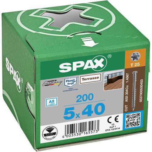 Boite de vis pour terrasse à tête cylindrique TX Ø 5mm - Spax