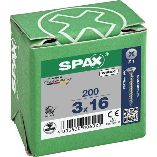 Boite de vis universelles à tête fraisée PZ Ø 3 à 5 mm - Spax