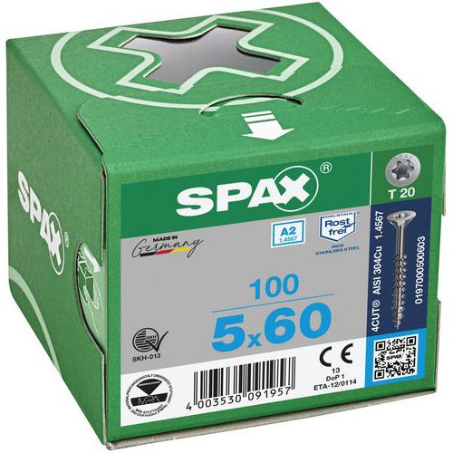 Boite de vis universelles pour extérieur à tête fraisée TX Ø - Spax
