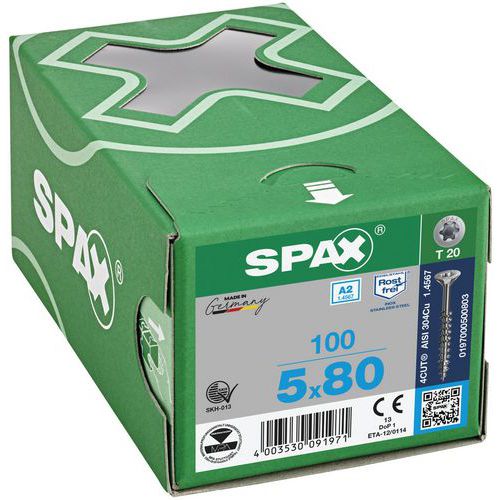 Boite de vis universelles pour extérieur à tête fraisée TX Ø - Spax