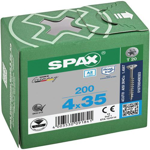 Boite de vis universelles pour extérieur à tête fraisée TX Ø - Spax