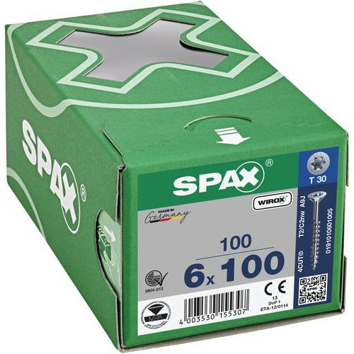 Doos met 100 universele schroeven T-Star Plus met verzonken kop voor buitengebruik TX Ø - Spax