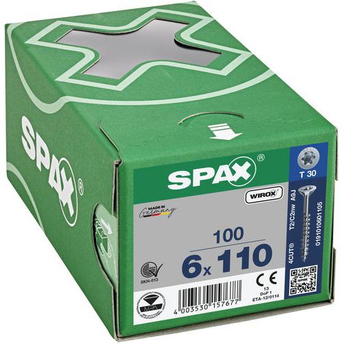 Doos met 100 universele schroeven T-Star Plus met verzonken kop voor buitengebruik TX Ø - Spax