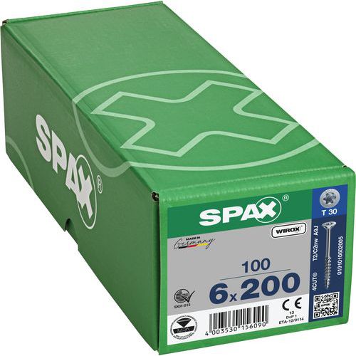 Boite de 100 vis universelles T-Star Plus à tête fraisée TX Ø - Spax