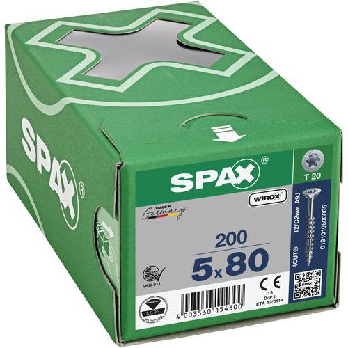 Boite de 200 vis universelles T-Star Plus à tête fraisée TX Ø - Spax