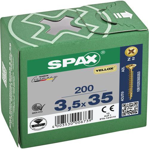 Doos met universele Yellox bolkopschroeven PZ Ø 3 à 5 mm - Spax