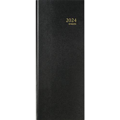 Agenda de banque noir - Année 2024 - Long 2 volumes 15 x 33 cm