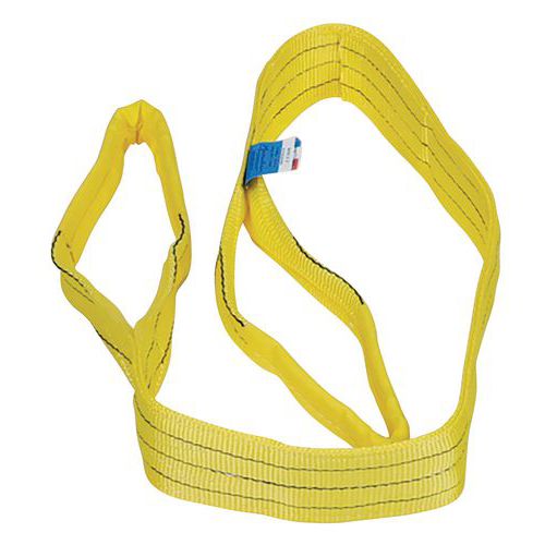 Platte hijsband met gespen, Veilig hefvermogen: 3000 kg, Nuttige lengte: 1 m, Model: Plat, Kleur: Geel