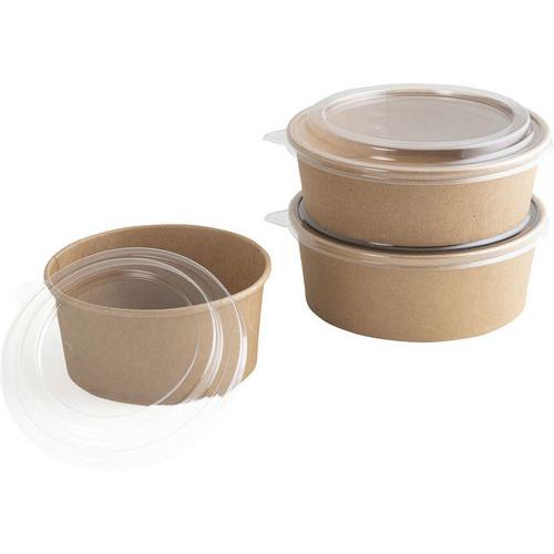Deksel voor saladebak/poke bowl rond kraftkarton - Set 300- Matfer Flo
