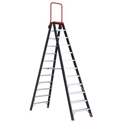 Trapladder dubbel Taurus TDO, Toegangshoogte: 4.8 m, Platform hoogte: 2.8 m
