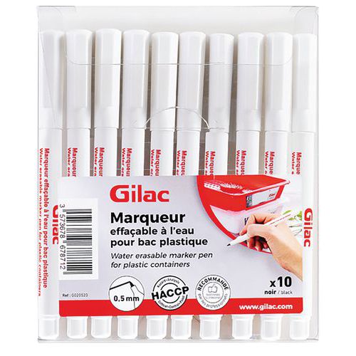 Marker uitwisbaar met water - set van 10 - GILAC