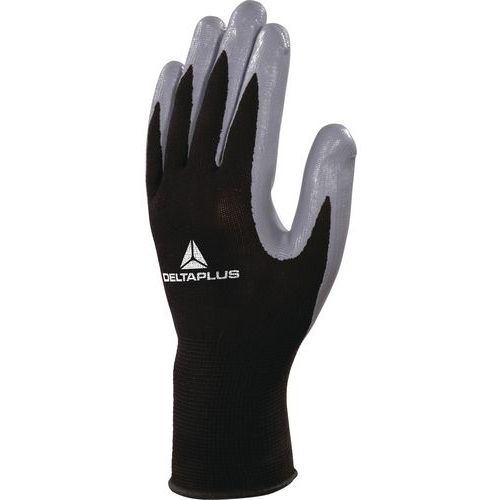 Handschoen gebreid van polyester / palm met nitril