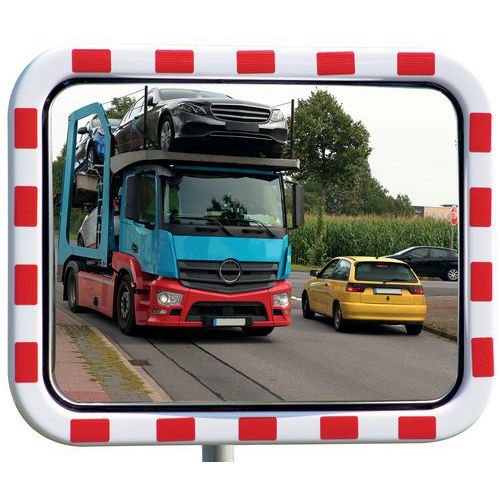 Miroir routier acrylique cadre rouge/blanc - Dancop