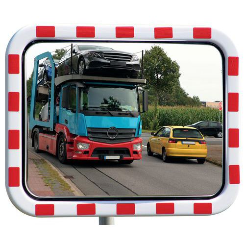 Miroir routier acrylique cadre rouge/blanc - Dancop