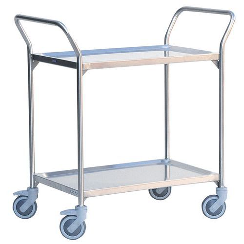 Chariot inox - 2 plateaux - Force 120 kg