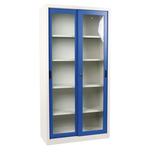 Hoge kast uit één stuk met vitrine - Breedte 1000 mm - Manutan Expert
