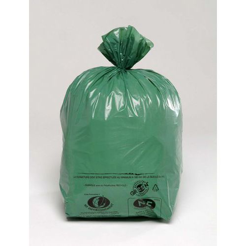 Sac-poubelle 50L PEbd recyclé NF Environnement - Déchet léger - Jetsac