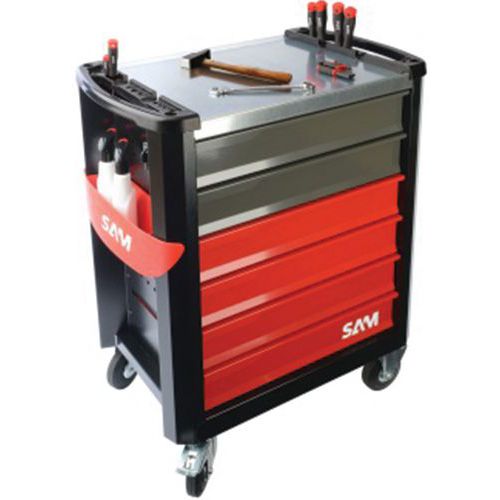 Gereedschapswagen 6 laden 135-delig met aluminium top - SAM Outillage