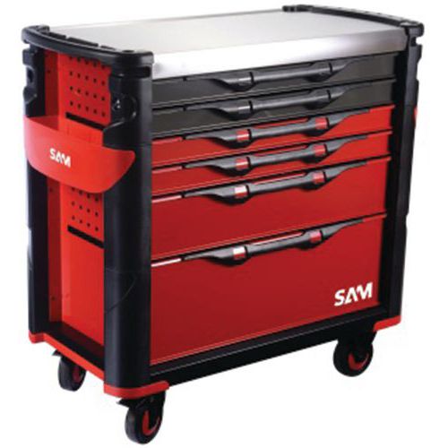 Gereedschapswagen extra breed 6 laden rvs blad - SAM Outillage