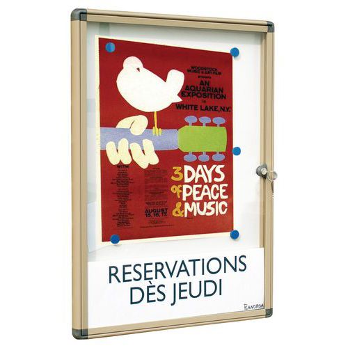 Buitenvitrine Alcor - Aluminium achterwand - Deur van plexiglas