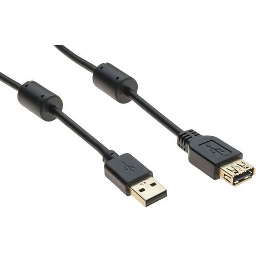 Verlengkabel USB 2.0 type A en A met zwarte ferrieten - 1,5 m