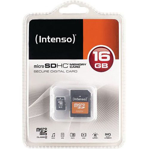Kaart MicroSDHC 16 GB klasse 4 - INTENSO