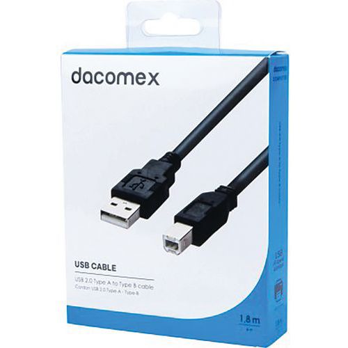 Kabel USB 2.0 Type-A - Type B zwart - 1,8 m DACOMEX