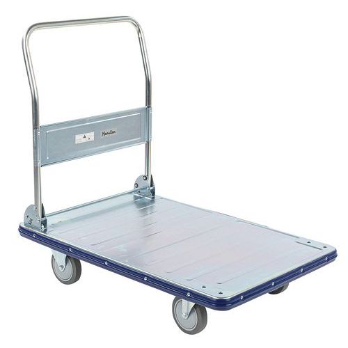 Plateauwagen staal met neerklapbare duwbeugel - Draagvermogen 350 kg - Manutan