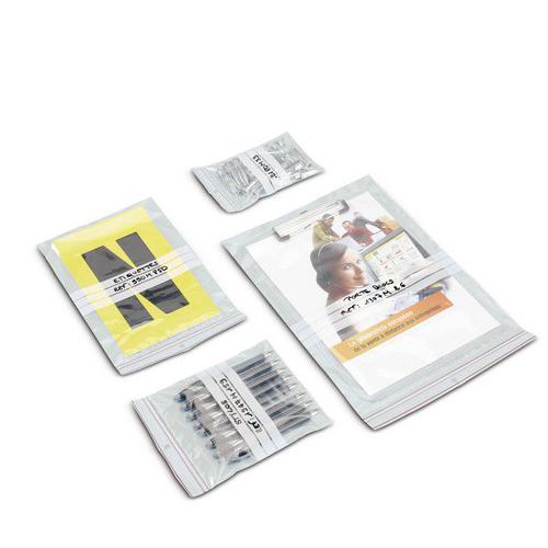 Verpakkingszakje Minigrip® 60 micron - Met witte stroken - Met ventilatiegaten