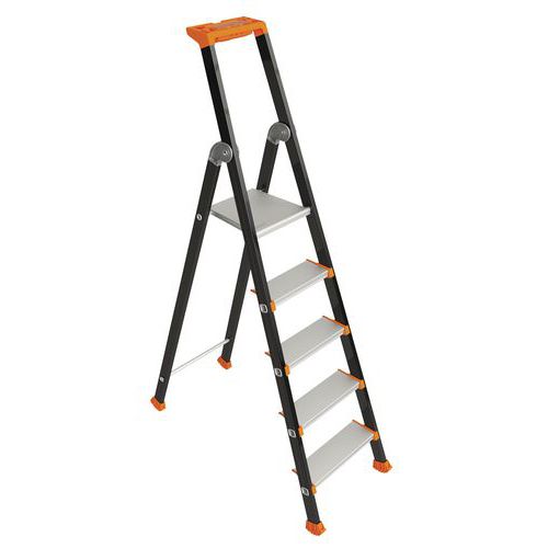 Trapladder comfortabel Kolos, Toegangshoogte: 3.12 m, Platform hoogte: 1.12 m