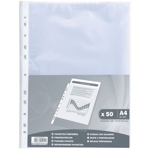 Geperforeerde Pochetten in gekorreld PP 38 micron A4 - Exacompta