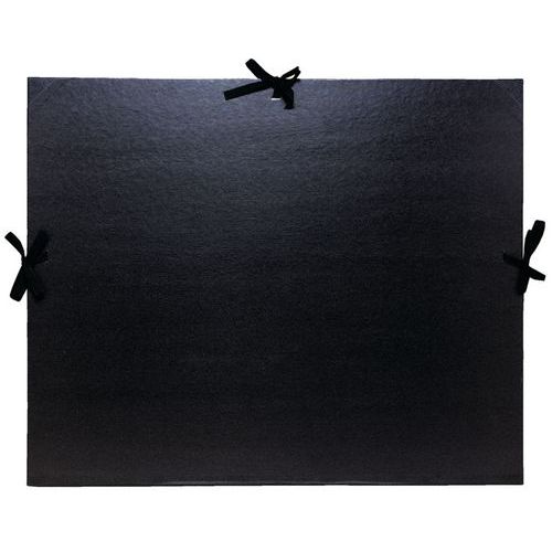 Carton à dessin kraft noir vernis avec rubans