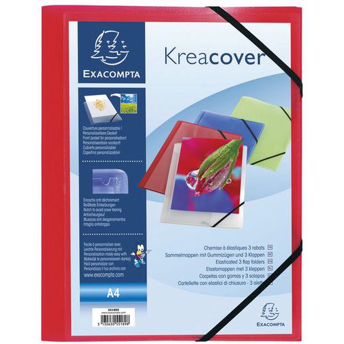 Elastomap kreacover® 3 kleppen ondoorzichtig pp 5/10de A4 - Exacompta