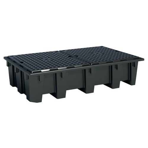 Palette de rétention bi-containeurs en polyéthylène recyclé - 1 050 L Palette de rétention bi-containeurs en polyéthylène recyclé - 1 050 L
