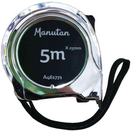 Rolmaat 2 en 3 x 19 mm en 5 m x 25 mm - Verchroomd ABS-zwart - Manutan