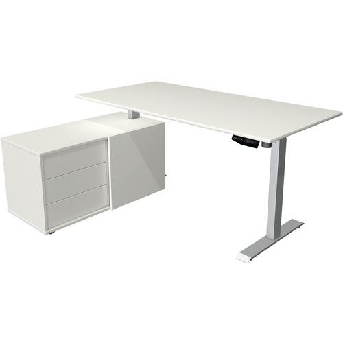 Bureau réglable avec rangement Move 1 - Piètement argent - Kerkmann Bureau réglable avec rangement Move 1 - Piètement argent - Kerkmann