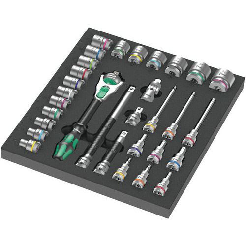 Inlay schuimrubber met ratel Zyklop 31 delig - 9722 - Wera