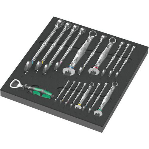Inlay schuimrubber met 18 steek-ringratelsleutel Joker - 9731 - Wera