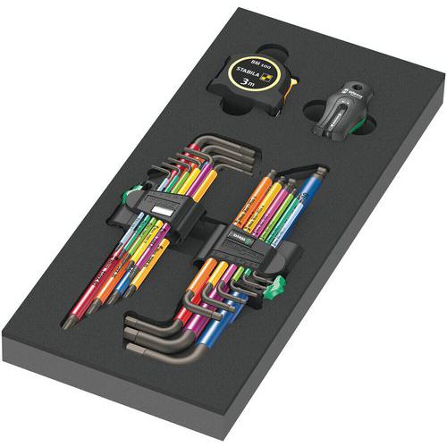 Inlay schuimrubber met stiftsleutels Set 1 - 18 delig - 9740 - Wera