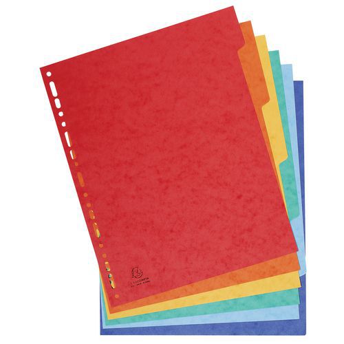 Tabbladen met neutrale tabs van glanskarton 225 g, Aantal tabs: 6, Kleur: Diverse