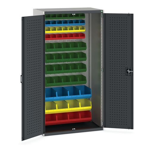Opbergruimte met kast met bakken Cubio SMF-10620-1.18, Totale hoogte: 2000 mm, Totale breedte: 1050 mm
