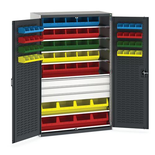 Opbergruimte met kast met bakken Cubio SMF-10620-1.18, Totale hoogte: 2000 mm, Totale breedte: 1300 mm