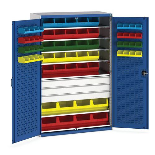 Opbergruimte met kast met bakken Cubio SMF-10620-1.18, Totale hoogte: 2000 mm, Totale breedte: 1300 mm