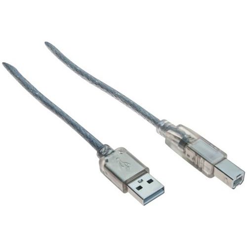 Cordon USB 2.0 type A et B transparent - 3,0 m